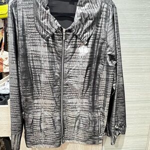 Silver Textured Zip-Up Jacket/bomber
